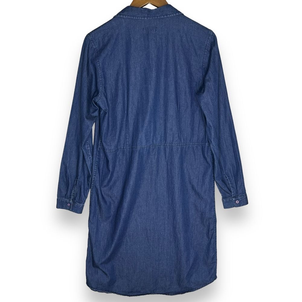 The Territory Ahead 10 Shirt Dress Chambray Vintage Ruffle Front Button Western - Picture 2 of 13